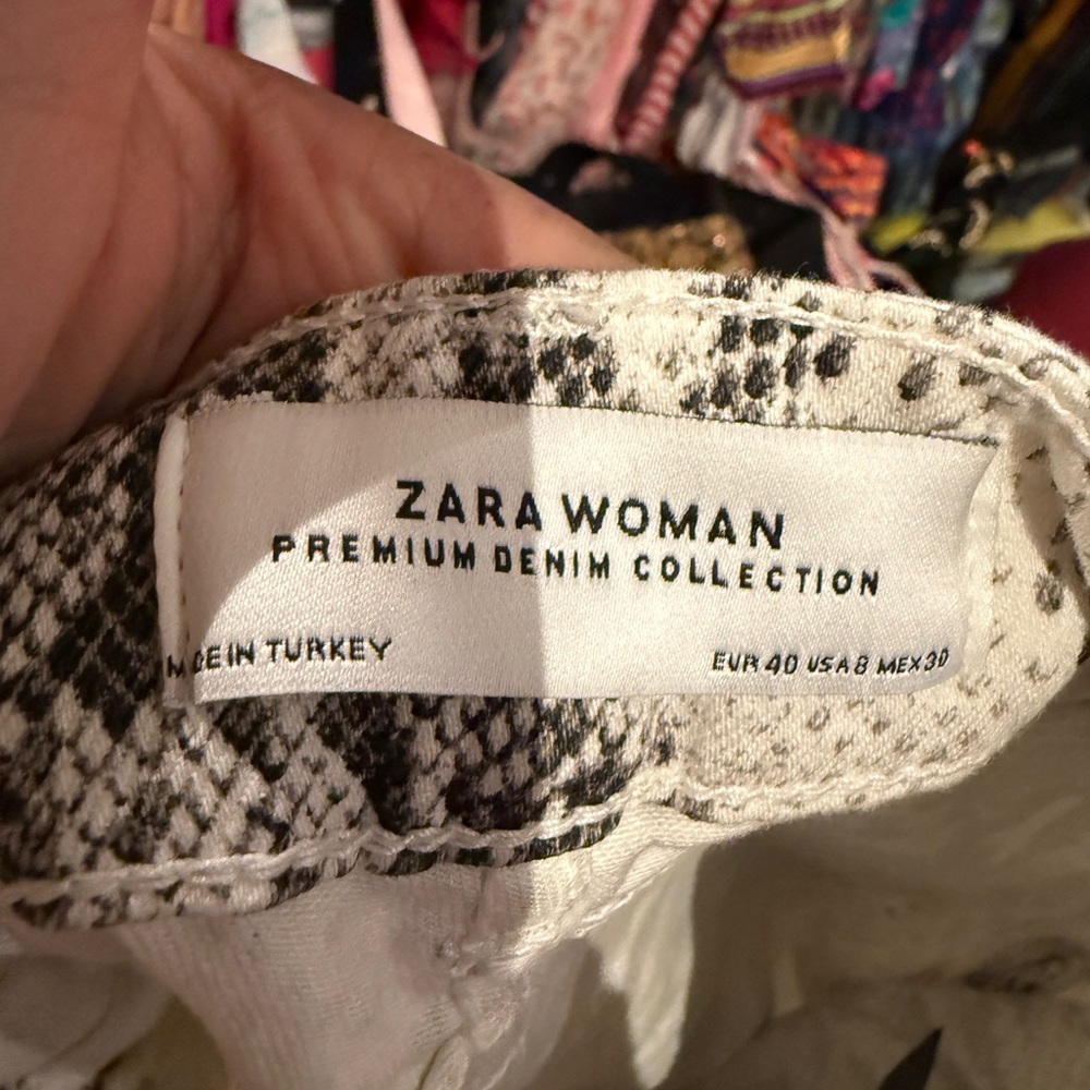 Zara Python Print White Jeans - image 3